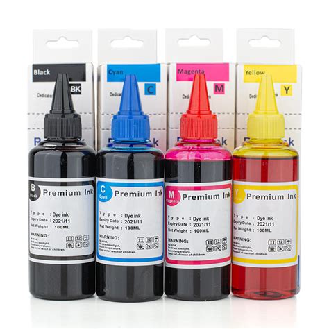 Universal Dye Refill Ink Combo for HP Printer Cartridges BK/C/M/Y - 4 x 100ml at InkJetSuperStore