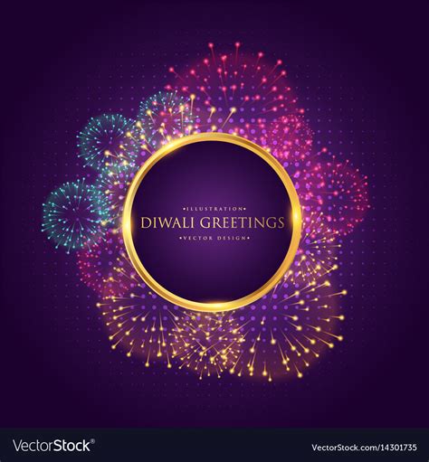 Diwali greeting with colorful fireworks Royalty Free Vector