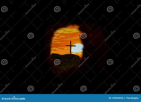 Tomb Empty with Crucifixion at Sunrise Stock Photo - Image of giving ...