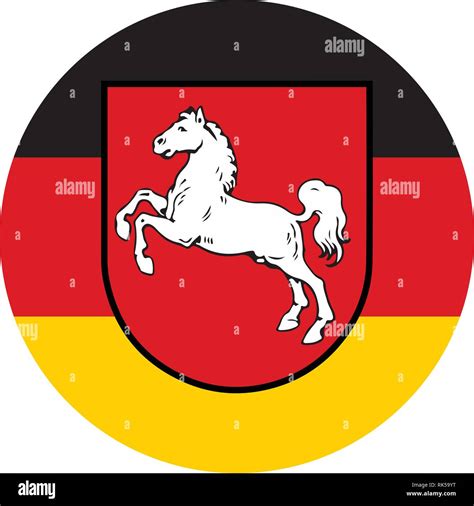 Flag of Lower Saxony. Vector illustration. Flag with coat of arms Stock ...