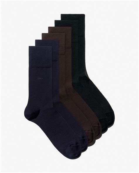 6 x Unisex Mid Length Cotton Socks in Black + Dark Brown + Dark Navy | Shop now – CDLP