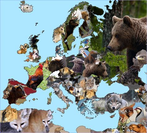 Map of european (+surrounding) national animals [1837x1655] : r/MapPorn