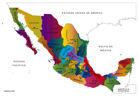 Mapa de México y sus Estados para colorear | Mapa de mexico, Mapa ...