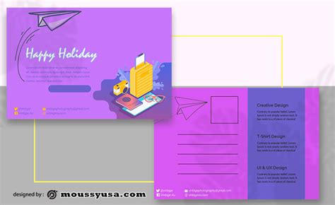 3+ Holiday Postcard template in PSD | Mous Syusa