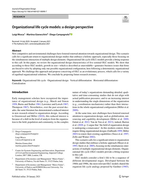 (PDF) Organizational Life Cycle Models: A Design Perspective