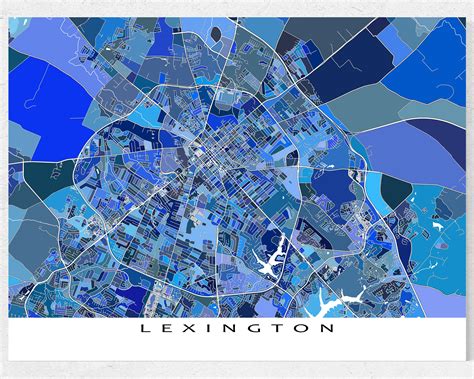 Lexington Kentucky and Lexington Map Print for Blue Geometric | Etsy