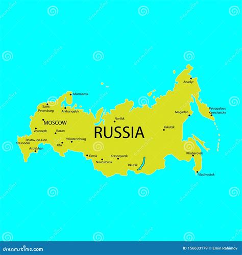 Russia Map with Cities Sign Stock Illustration - Illustration of city, novosibirsk: 156633179