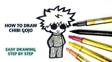 HOW TO DRAW CHIBI SATORU GOJO | JUJUTSU KAISEN ANIME | EASY DRAWING ...