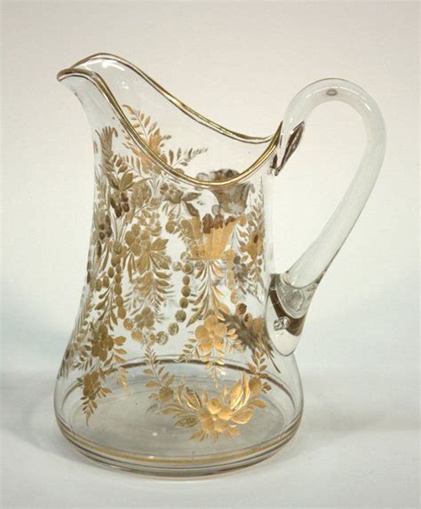 Vintage Moser glass water pitcher with etched and gilt decoration Water ...