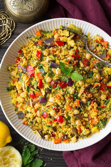 Moroccan Couscous with Roasted Vegetables Chick Peas and Almonds ...