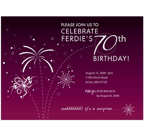 Surprise 70th – FREE Printable Birthday Invitation Templates – Bagvania