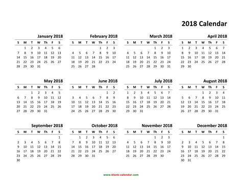 Yearly Calendar 2018 | Free Download and Print