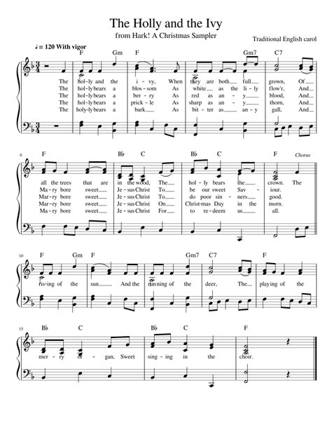 The Holly and the Ivy sheet music for Piano download free in PDF or MIDI