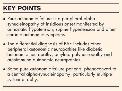 Pure autonomic failure and the differential diagnosis of aut... : Current Opinion in Neurology