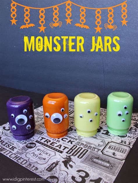 Googly Eye Monster Jars Halloween Craft - I Dig Pinterest