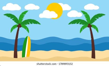 Beach Landscape Tropical Island Palm Tree Stock Vector (Royalty Free) 1789893152 | Shutterstock