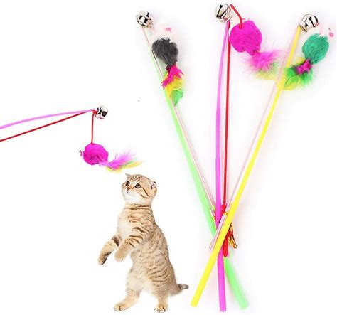 Amazon.com : Wouke Feather Teaser Cat Toy, Interactive Feather Wand Cat Toy Flying Feather Cat ...