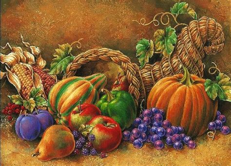 Traditional cornucopia painting | Autumn painting, Fall pictures ...