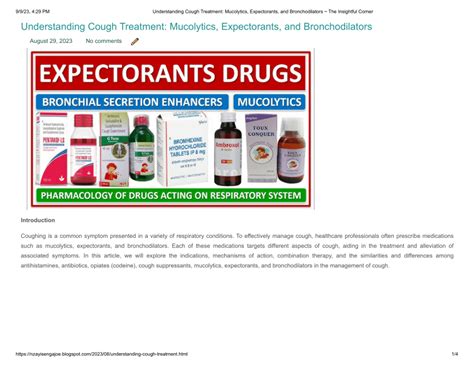 (PDF) Understanding Cough Treatment: Mucolytics, Expectorants, and Bronchodilators