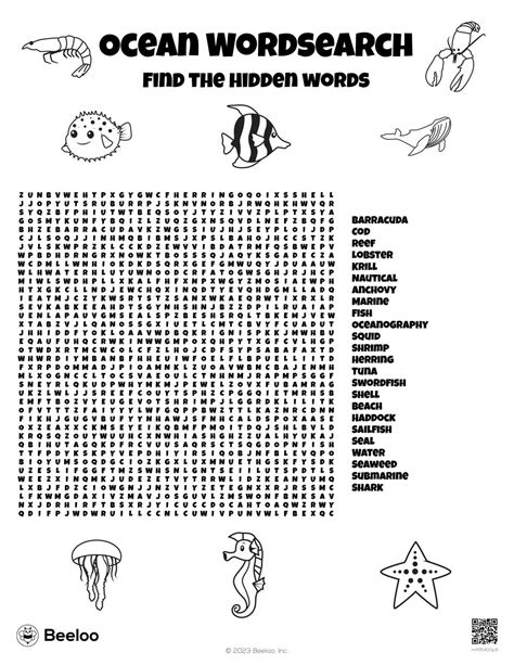 Ocean Wordsearch • Beeloo Printable Crafts for Kids (mPPE40Qp9)