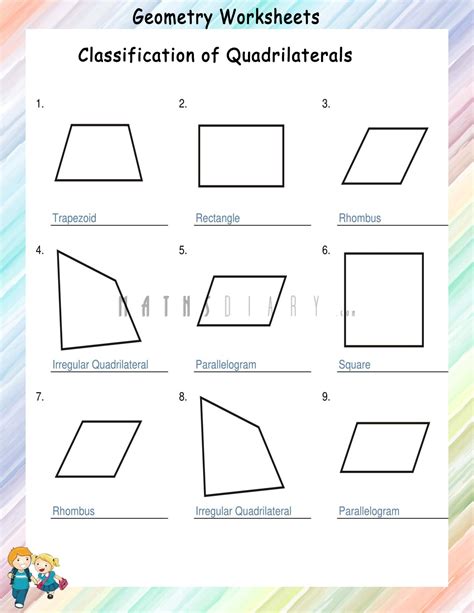 Types of Quadrilaterals worksheets - Math Worksheets - MathsDiary.com