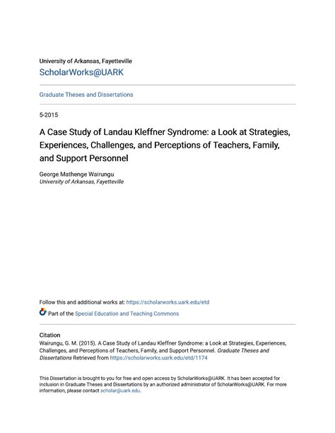 A Case Study of Landau Kleffner Syndrome a Look at Strategies Eanda ...