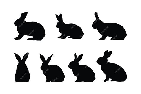 Premium Vector | Bunny silhouette icon bundle design cute bunny rabbit jumping in different ...