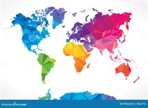 Low Poly World Map Stock Vector - Image: 59562036