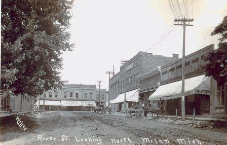 A view of downtown Milan from River Street, which is now Wabash Street ...