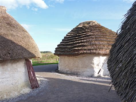 Photographs of Stonehenge, Wiltshire, England: Reconstructed Neolithic houses