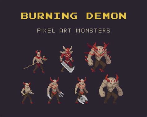 Burning Demon Pixel Art Monster Asset by sanctumpixel