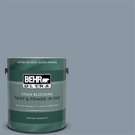 BEHR ULTRA 1 gal. #N490-4 Teton Blue Semi-Gloss Enamel Interior Paint and Primer in One-375401 ...