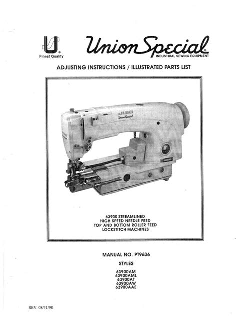 Service Manual Juki Union Special Sewing Machine