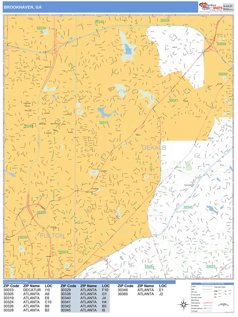 Brookhaven Georgia Wall Map (Basic Style) by MarketMAPS - MapSales