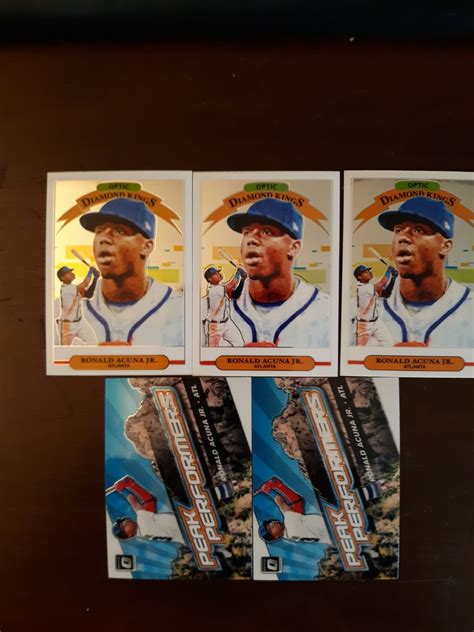 5 card 2019 donruss optic Ronald Acuna Jr lot. You get 3 diamond king and 2 peak performers ...