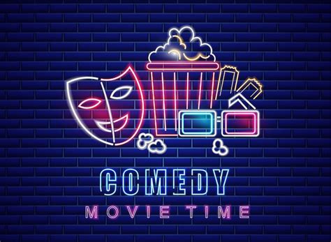 Premium Vector | Comedy movie neon symbol