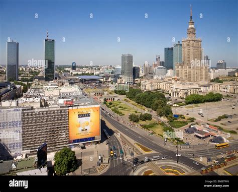 Aerial view of downtown Warsaw, Poland Stock Photo - Alamy