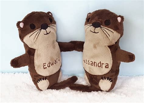 Personalized Stuffed Animal Otters Holding Hands Otter Plush