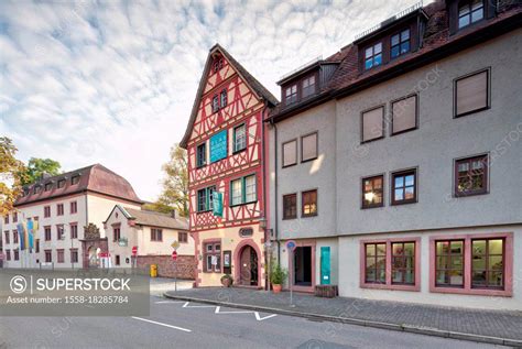 Town hall, glass museum, house facade, half-timbered, culture, history, Wertheim, Baden ...