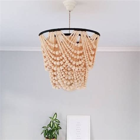 Wooden Beaded Chandelier Wood Bead Chandelier Boho Decor - Etsy