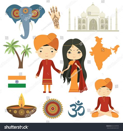 India Indian Culture Vector Set: เวกเตอร์สต็อก (ปลอดค่าลิขสิทธิ์ ...