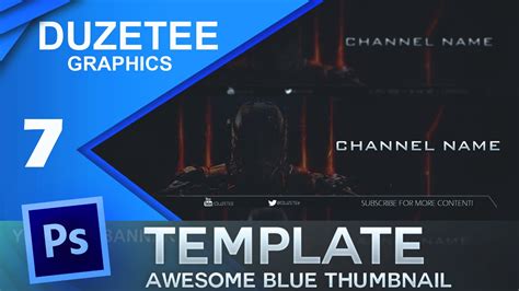 Free Youtube Thumbnail Template PSD (Blue) - by Dara - YouTube