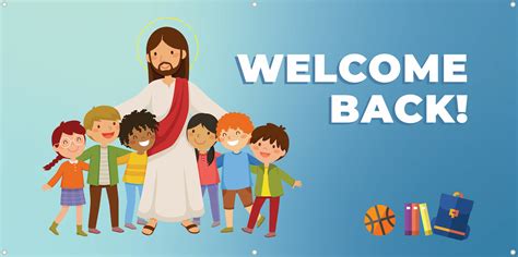 Jesus and Children Welcome Back Banner | ComCenter - Catholic Faith Format…