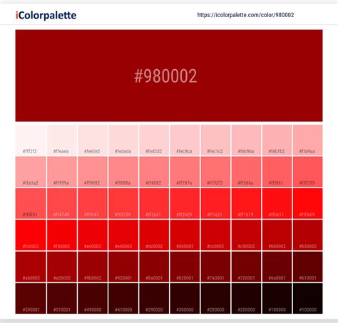 Blood Red Color | 980002 information | Hsl | Rgb | Pantone