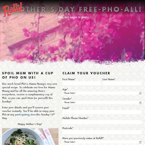 Free Pho from Rolld This Mother's Day | Special recipes, Free, Mothers day