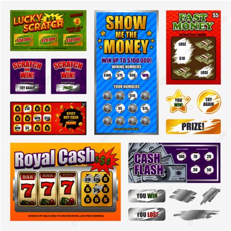 Scratch Lottery Games Realistic Cards Collection With Lucky Winning ...