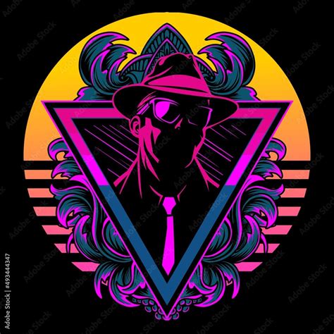 detective silhouette vector illustration in cyberpunk style Stock ...