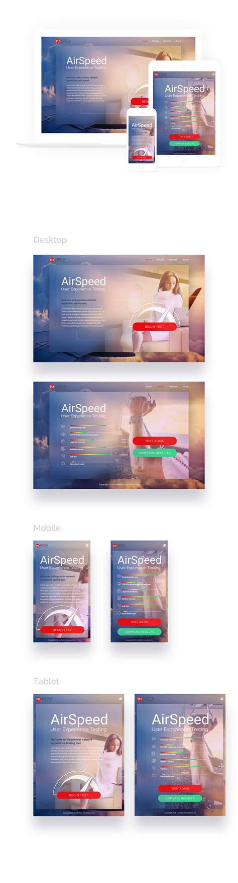 Airborne Network Speed Test website on Behance