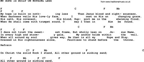 Gospel Song: My Hope Is Built On Nothing Less-Trad, lyrics and chords.