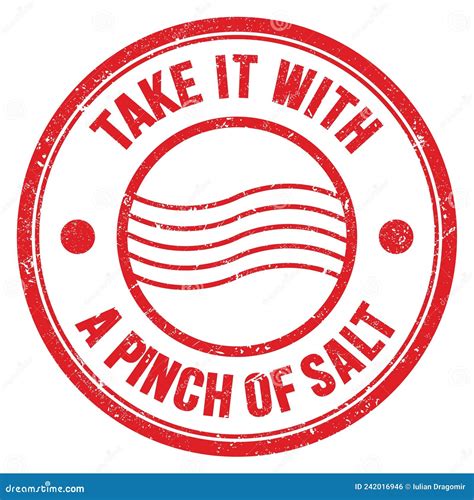 TAKE it with a PINCH of SALT Text on Red Round Postal Stamp Sign Stock Illustration ...